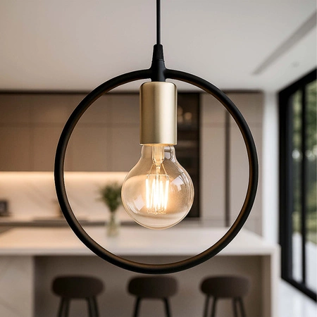 Lampa Wisząca LX-1360 Czarna+ Złoto 1x E27 LEDLUX