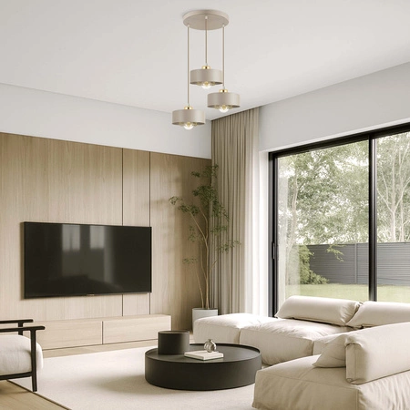 Lampa Wisząca Sufitowa Plafon Żyrandol Beżowa Ecru Kaszmir Loft Edison LX1185