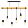Lampa Wiszaca LX- 1321 Czarna + Drewno 6x E27 LEDLUX