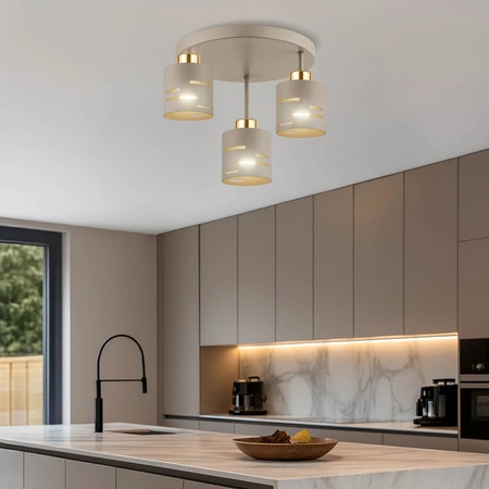 Lampa Wisząca Sufitowa Żyrandol Beżowa Ecru Kaszmir LX1431