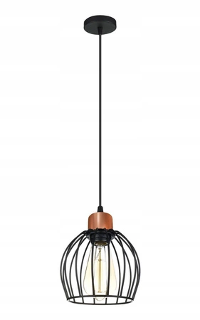 Lampa Wisząca LX- 1047 Czarna + Miedź 1x E27 LEDLUX
