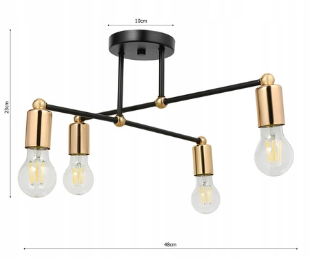 Lampa Sufitowa LX- 1118 Czarna + Złoto 4x E27 LEDLUX