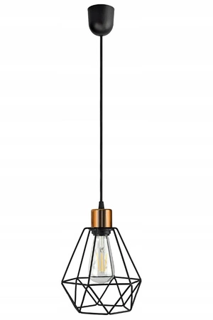 Lampa Wisząca LX- 1312 Czarna + Miedź 1x E27 LEDLUX