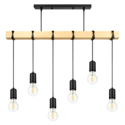Lampa Wiszaca LX- 1321 Czarna + Drewno 6x E27 LEDLUX
