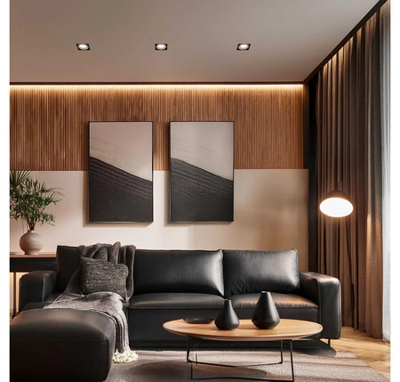 Zestaw Oprawa Halogenowa Szklana LX-7003 Czarna Kwadratowa + Żarówka LED GU10 2,5W biała ciepła LEDLUX