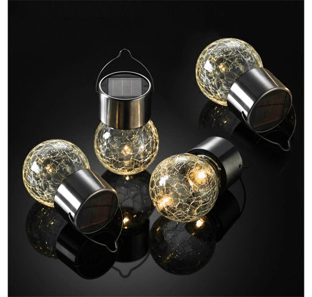 4x Lampka lampa SOLARNA Ogrodowa LED LATARENKA Szklana Kula biała ciepła LSOL-058 LEDLUX