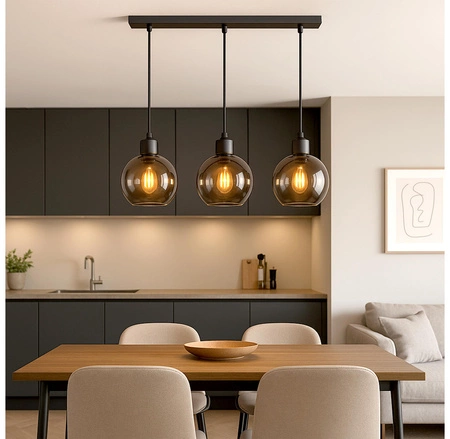 LAMPA SUFITOWA wisząca ŻYRANDOL PLAFON LED szklane kule Dymiona MODERN LX- 1141 Czarna 3x E27 LEDLUX