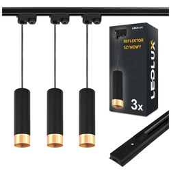 Zestaw szynowy Szyna 1m + 3x Lampa LED GU10 Czarnozłota LX-8471Tuba PREMIUM LEDLUX