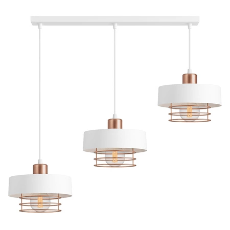 Lampa Wisząca LX- 1186 Biała + Miedź 3x E27 LEDLUX
