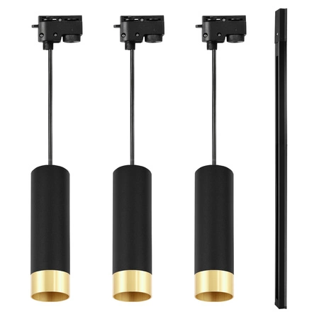 Zestaw szynowy Szyna 1m + 3x Lampa LED GU10 Czarnozłota LX-8471Tuba PREMIUM LEDLUX