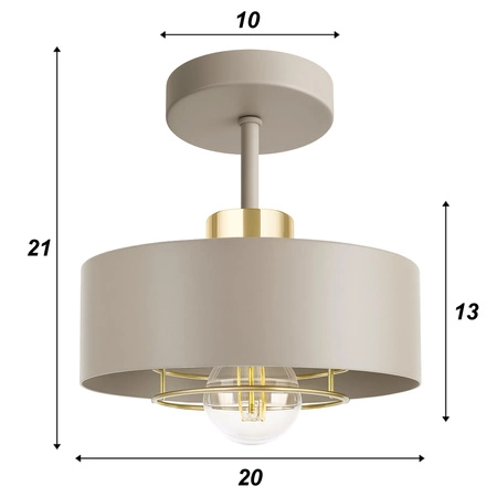 Lampa sufitowa wisząca Żyrandol PLAFON E27 BEŻOWA kaszmir ECRU ZŁOTO LX1259