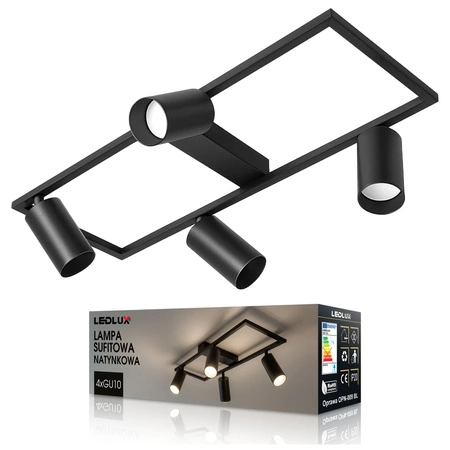 LAMPA SUFITOWA 4xGU10 czarna regulowana SPOT oprawa halogenowa natynkowa OPN-009 4x GU10 BLACK