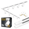 Zestaw Szyna Oświetleniowa Listwa 2m+ 2m Biała + 8x Reflektor Szynowy Spot Biały + Łącznik Biały Typ L LEDLUX