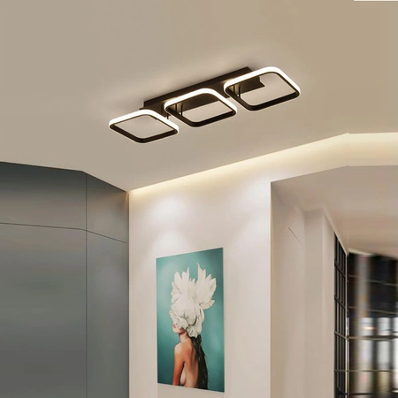 Lampa Sufitowa Wisząca LED Geometryczna LX- 955 72W+ Pilot Czarna 3000k-6000k LEDLUX