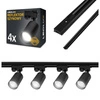 Zestaw Szyna Oświetleniowa Listwa 2m Czarna + 4x Reflektor Szynowy Spot Czarny LEDLUX