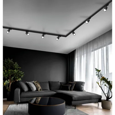 Zestaw Szyna Oświetleniowa Listwa 2m Czarna + 3x Reflektor Szynowy Spot Czarny LEDLUX
