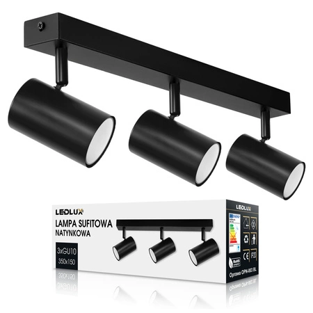 LAMPA SUFITOWA 3xGU10 czarna regulowana SPOT oprawa halogenowa natynkowa OPN-003 3x GU10 BLACK