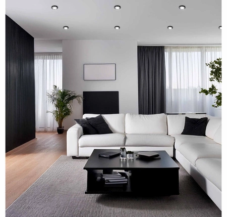 Zestaw 6x Oprawa Halogenowa Szklana LX- 7002 Czarna Okrągła + Żarówka GU10 7,5W biała neutralna LEDLUX