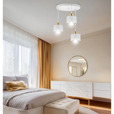 Lampa Sufitowa Wisząca Żyrandol Złota Biała Nowoczesna 3x E27 do salonu LX-1039 LEDLUX