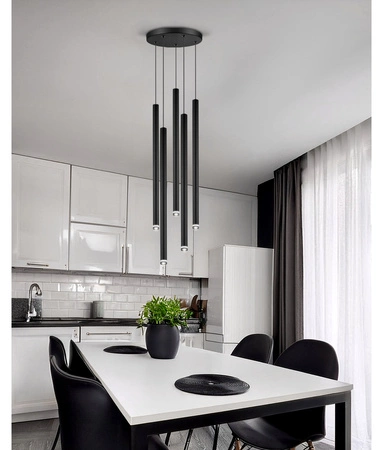 Lampa Sufitowa Wisząca Plafon Żyrandol Tuba Sopel Czarna 5x G9 Modern LX-1171 LEDLUX