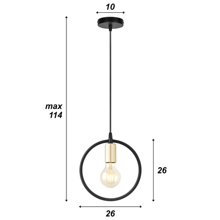 Lampa Wisząca LX-1360 Czarna+ Złoto 1x E27 LEDLUX