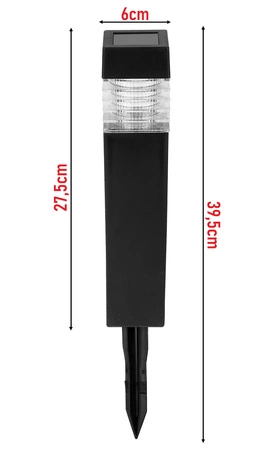 4x Lampa Solarna LED SŁUPEK OGRODOWY Czarny WBIJANY Ozdobny PREMIUM LSOL-003 LEDLUX