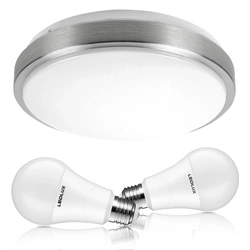 Zestaw Plafon Lampa Sufitowa LX- 923 Biała-Srebrna + 2x Żarowka LED E27 A60 10W=100W 1000lm biała ciepła 3000K LEDLUX