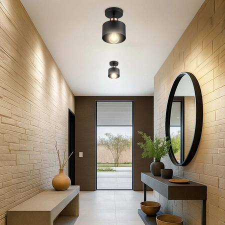 Lampa Sufitowa LX- 1038 Czarna + Miedź 1x E27 LEDLUX