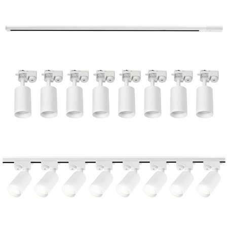 Zestaw Szyna Oświetleniowa Listwa 2m Biała + 8x Reflektor Szynowy Spot Biały LEDLUX