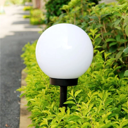 Lampa Solarna LED Wbijana Ogrodowa biała kula 20cm LSOL-023 LEDLUX