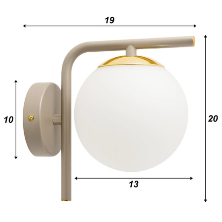 Kinkiet ścienny szklana kula E27 ZŁOTO-BEŻOWY nowoczesny glamour LX1428 Kaszmir