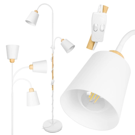 Lampa Podłogowa stojąca 2xE27 nowoczesna Regulowana do salonu Loft LPD-005 WHITE E27 LEDLUX