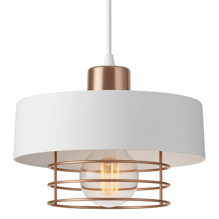 Lampa Wisząca LX- 1187 Biała + Miedź 1x E27 LEDLUX