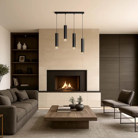 Lampa Wisząca LX-1415 Czarna + Złoto 4x GU10 LEDLUX