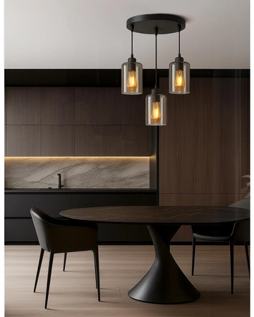 Lampa sufitowa wisząca Żyrandol PLAFON LED szklane klosze GLAMOUR LX1070 BLACK 3x E27 LEDLUX