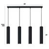 Lampa Sufitowa Wisząca Żyrandol Plafon Tuba Tuby metalowa Czarna LED GU10 LX-1350 Czarna 4x GU10 LEDLUX