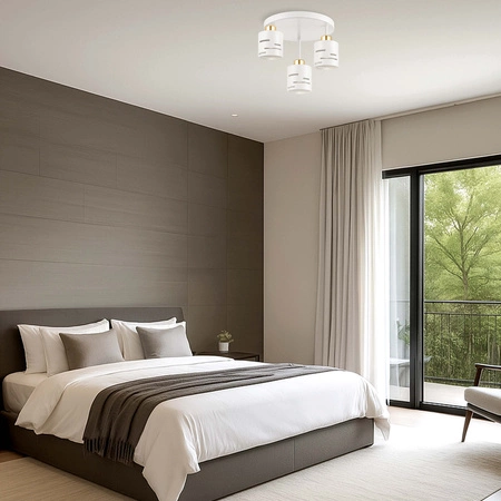 Lampa Wisząca Sufitowa Żyrandol Biała Złota LX1431