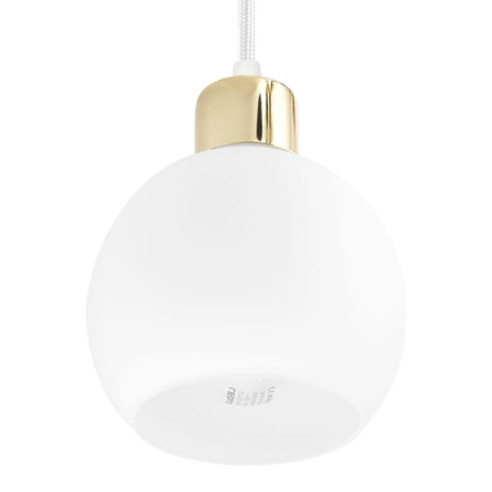Lampa Sufitowa Wisząca Plafon Żyrandol Złota Szklana kula Mleczna 3x E27 LX-1045 LEDLUX