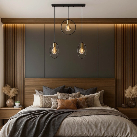 Lampa Wisząca LX-1362 Czarna+ Złoto 3x E27 LEDLUX