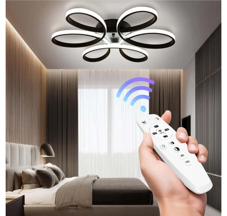 Lampa Sufitowa Wisząca LED Kwiatek LX- 934 90W+ Pilot Czarna 3000k-6000k LEDLUX