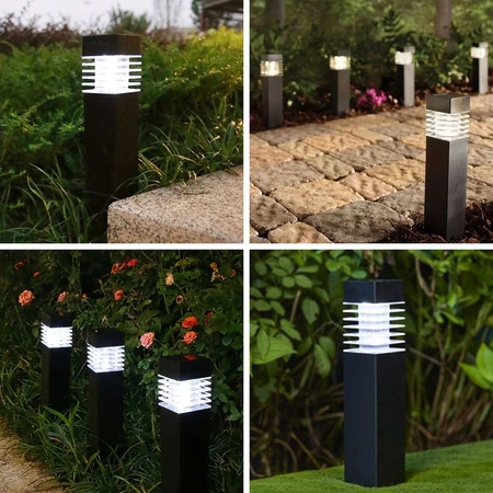 4x Lampa Solarna LED SŁUPEK OGRODOWY Czarny WBIJANY Ozdobny PREMIUM LSOL-003 LEDLUX