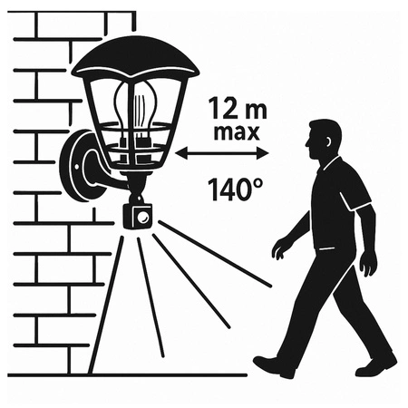 Lampa elewacyjna LED zewnętrzna kinkiet ogrodowy Premium LEL-0008 PIR CZARNA LEDLUX