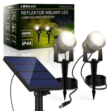 2x Reflektor Ogrodowy LED Wbijany SOLARNY Szpikulec Lampa Solarna IP44 LSOL-045