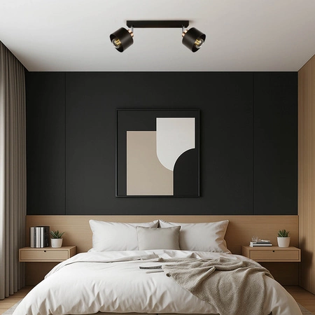 Lampa Sufitowa LX-1107 Czarna + Miedź 2x E27 LEDLUX