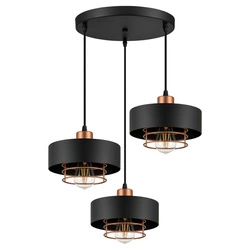 Lampa Wisząca LX- 1185 Czarna + Miedź 3x E27 LEDLUX