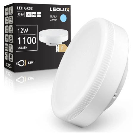 Żarówka LED GX53 12W 1100 lm Energooszczędna Mocna biała zimna 6000K LEDLUX