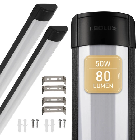 4x Plafon Lampa Sufitowa Panel SLIM 50W 150cm CZARNY NW LEDLUX