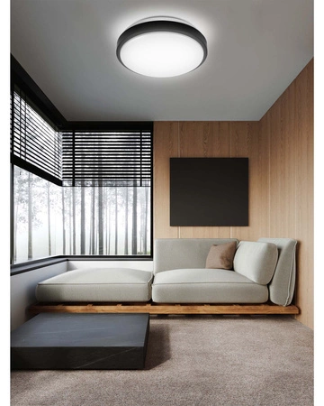 Lampa Plafon Okrągła z Czujnikiem Ruchu 2x E27 LX-924 BLACK LEDLUX