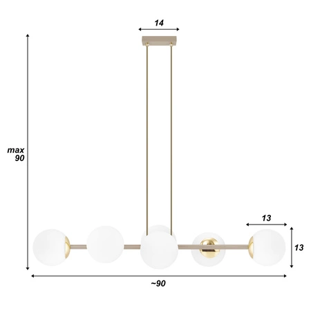 Lampa Wisząca Sufitowa Plafon Żyrandol Beżowa Ecru Kaszmir Loft Edison 6x E27 LX1403