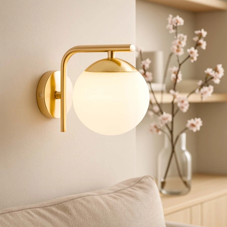 Kinkiet ścienny szklana kula E27 ZŁOTA nowoczesny glamour LX1428